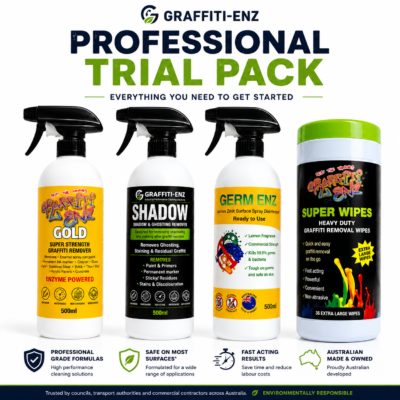 Graffiti-Enz Professional Trial Pack including Gold 500ml, Shadow Remover 500ml, Germ-Enz 500ml and Super Wipes